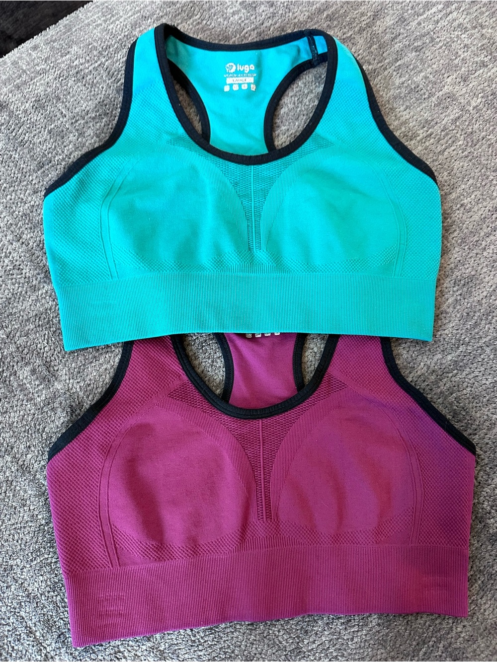 luga Bundle Seamless Racerback Sports Bras in Teal and Magenta